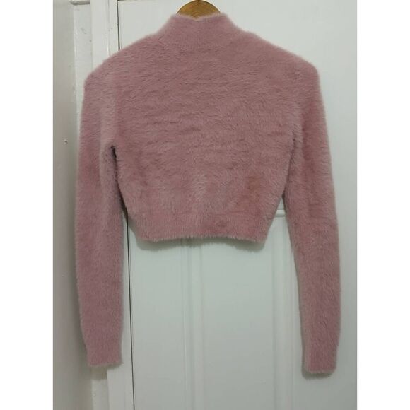 Sunday best womens small pink cropped sweater Hollister tan lot of 2 fuzzy soft - Picture 4 of 10